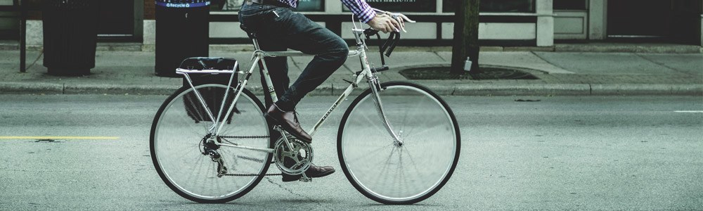 riding bike downtown